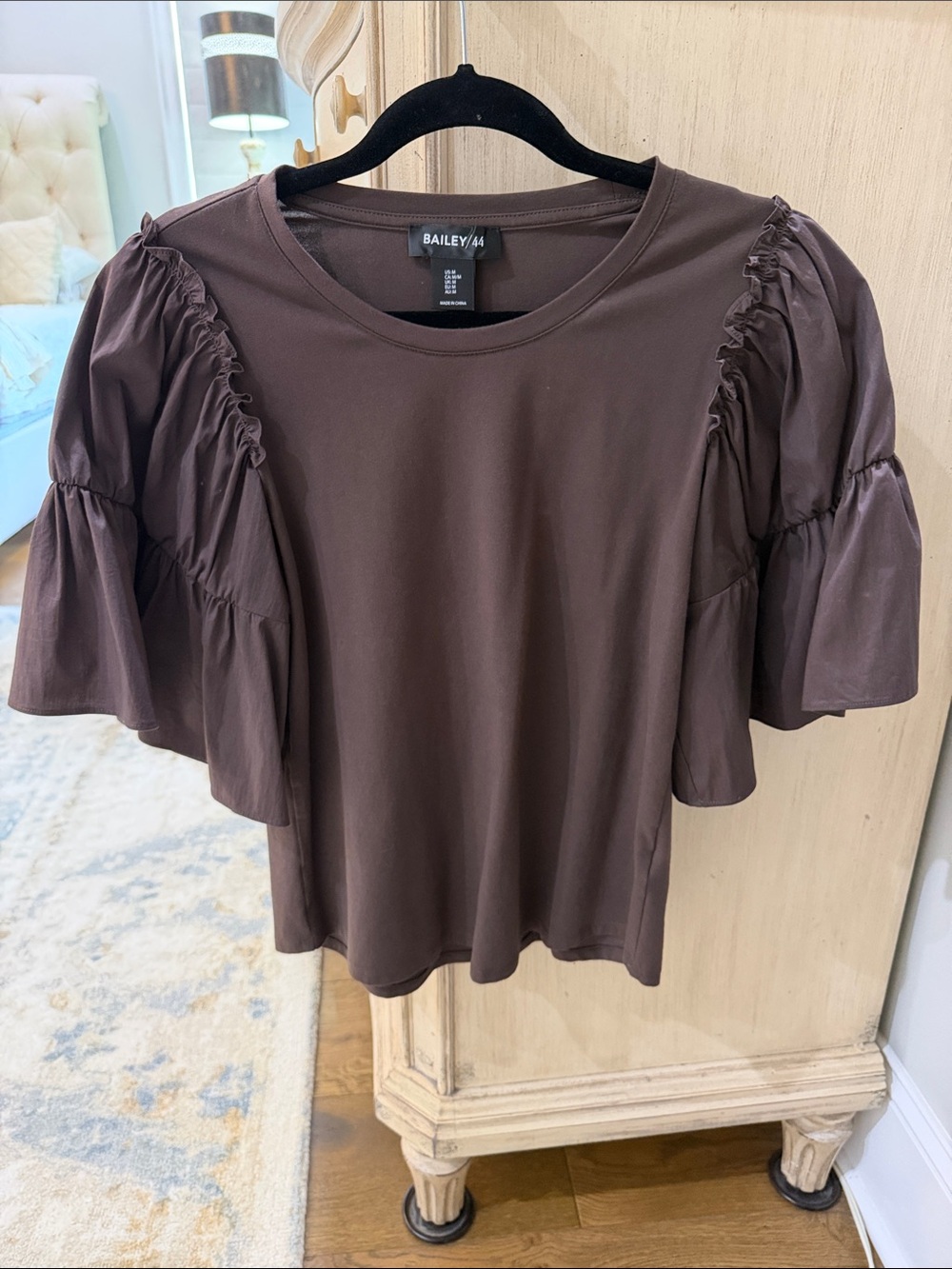 Bailey 44 Chocolate Brown Puff Sleeve Tee
